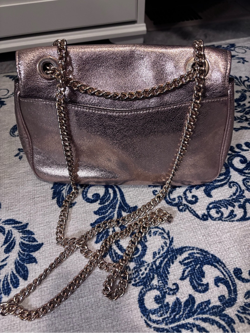 Coach Crinkle Metallic Leather Cassidy Crossbody Bag in Rose Gold - Picture 7 of 14